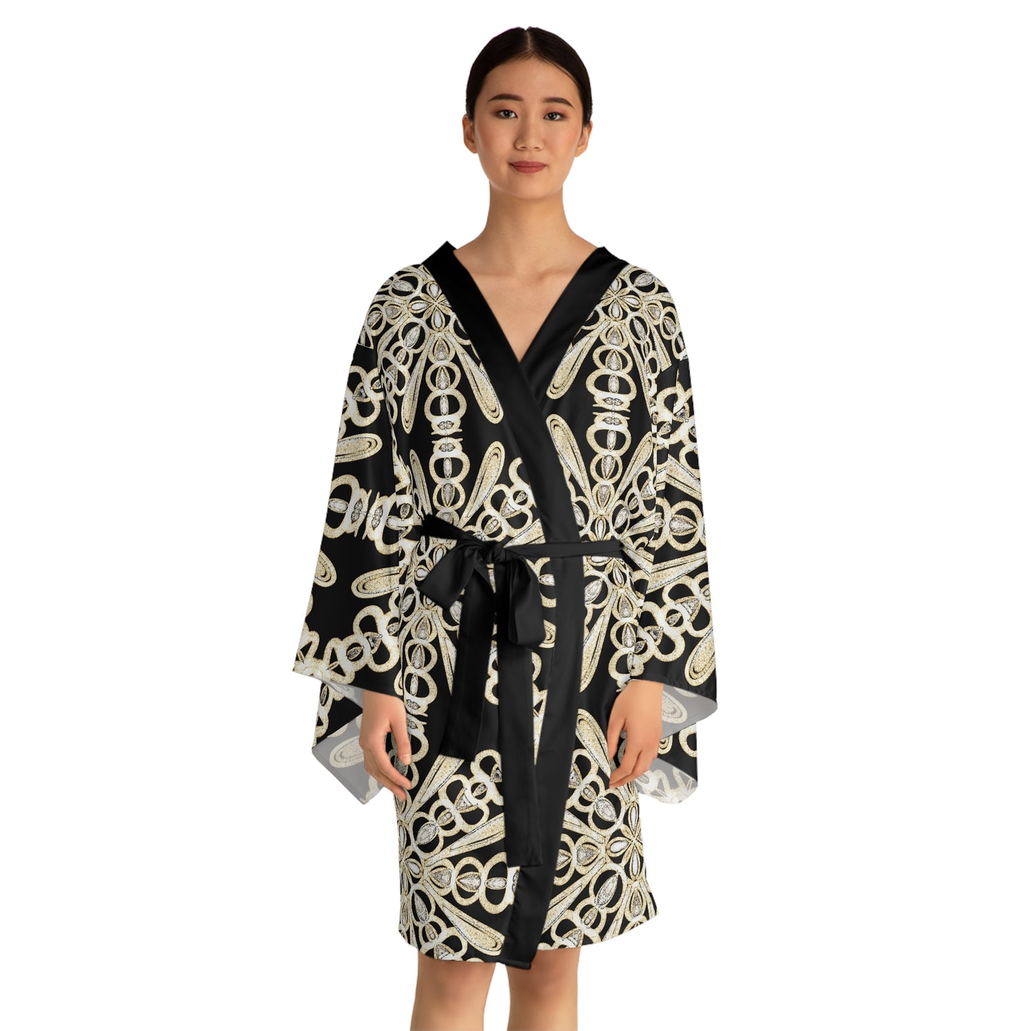 Long Sleeve Kimono Robe Diamonds & Pearls