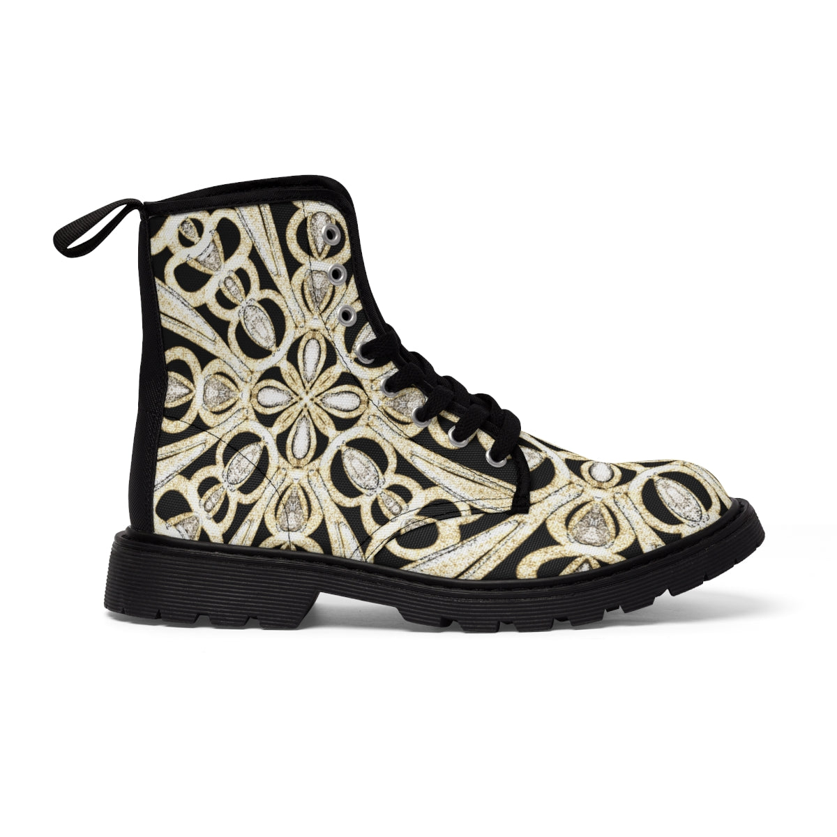 Women's Custom Print Diamonds & Pearls Canvas Boots