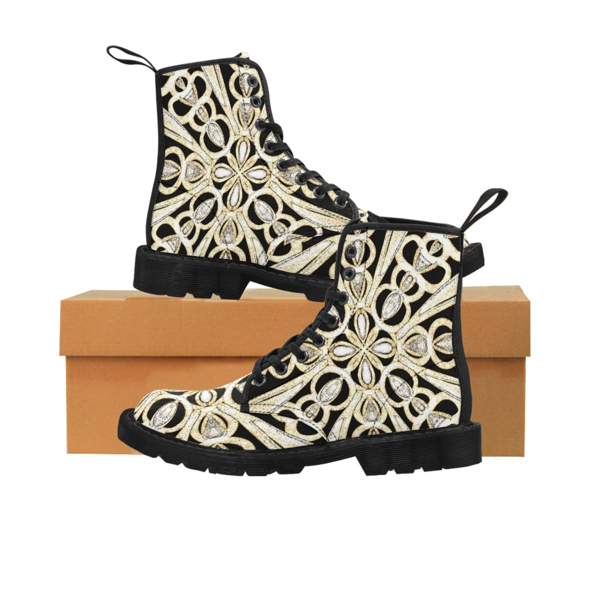 Women's Custom Print Diamonds & Pearls Canvas Boots