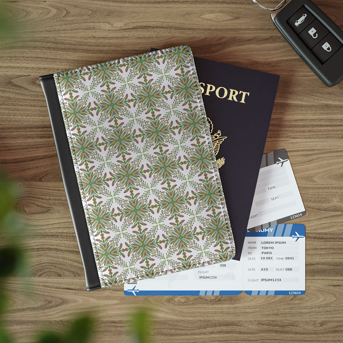 Passport Cover Floral Glitter