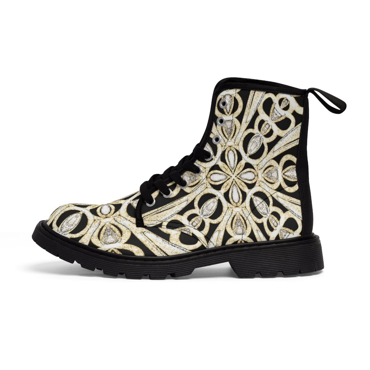 Women's Custom Print Diamonds & Pearls Canvas Boots