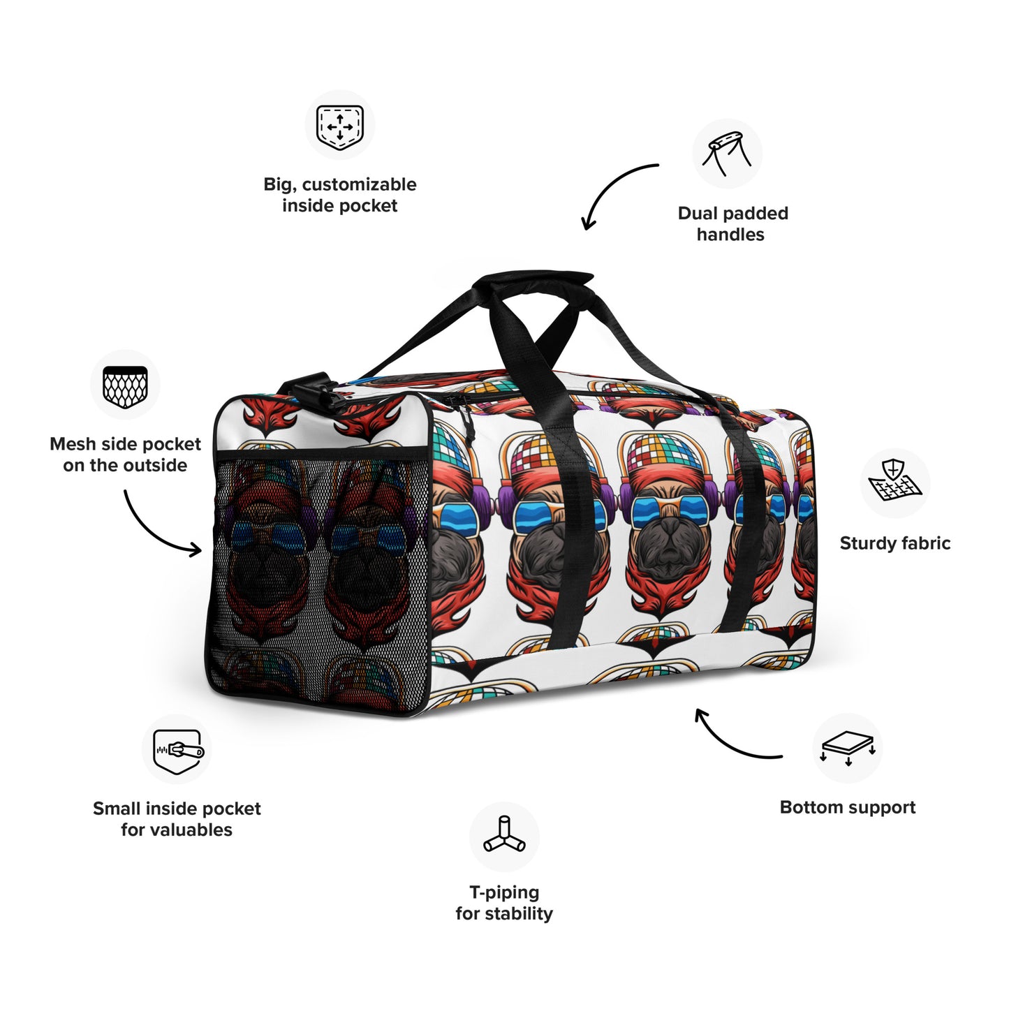 Pug Life | Duffle Bag (White)