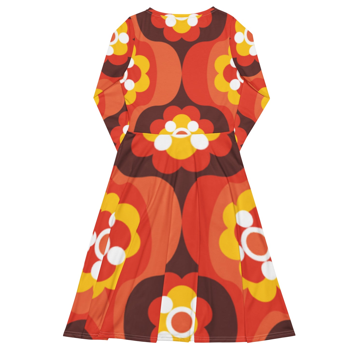 All-over print long sleeve midi dress