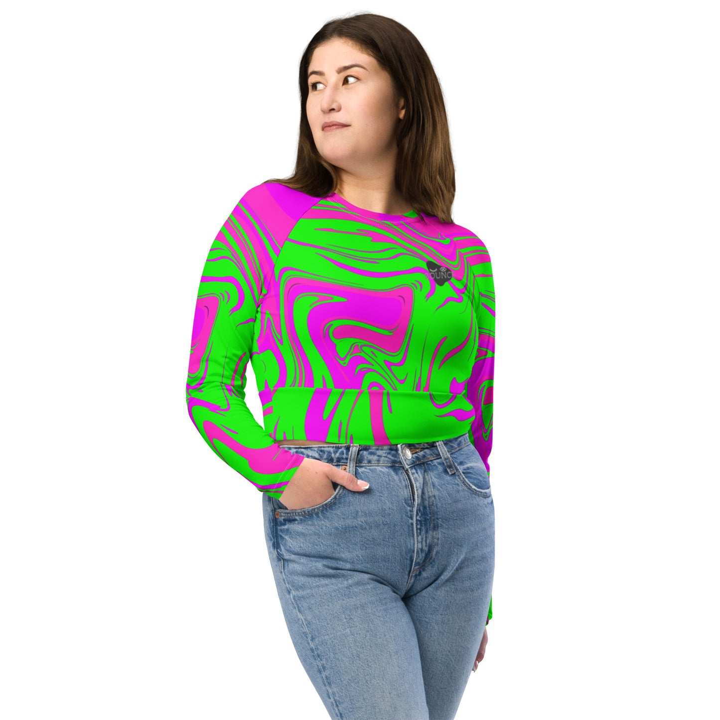 Recycled long-sleeve crop top