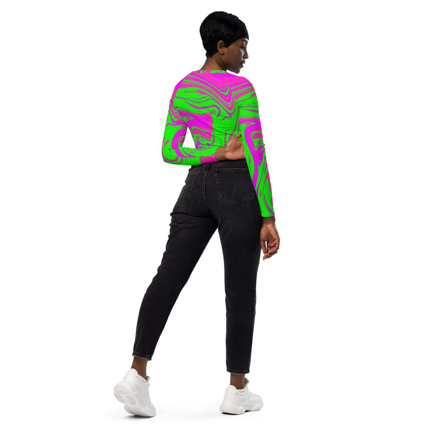 Recycled long-sleeve crop top