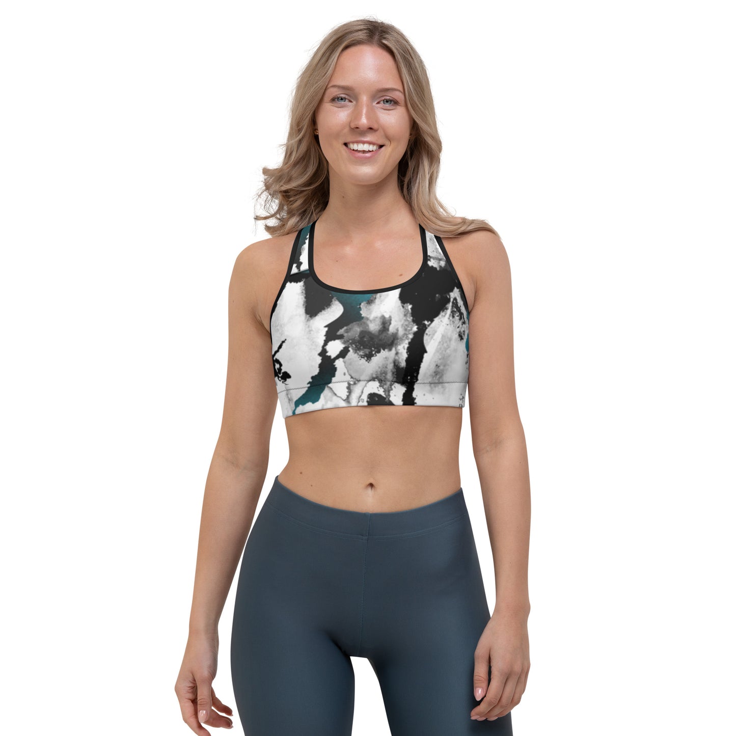 Marble Teal | Sports bra