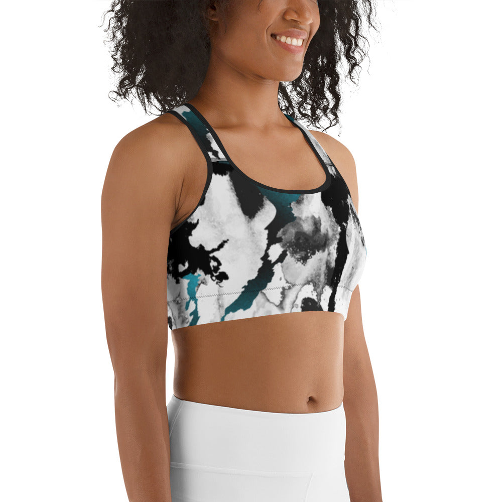 Marble Teal | Sports bra