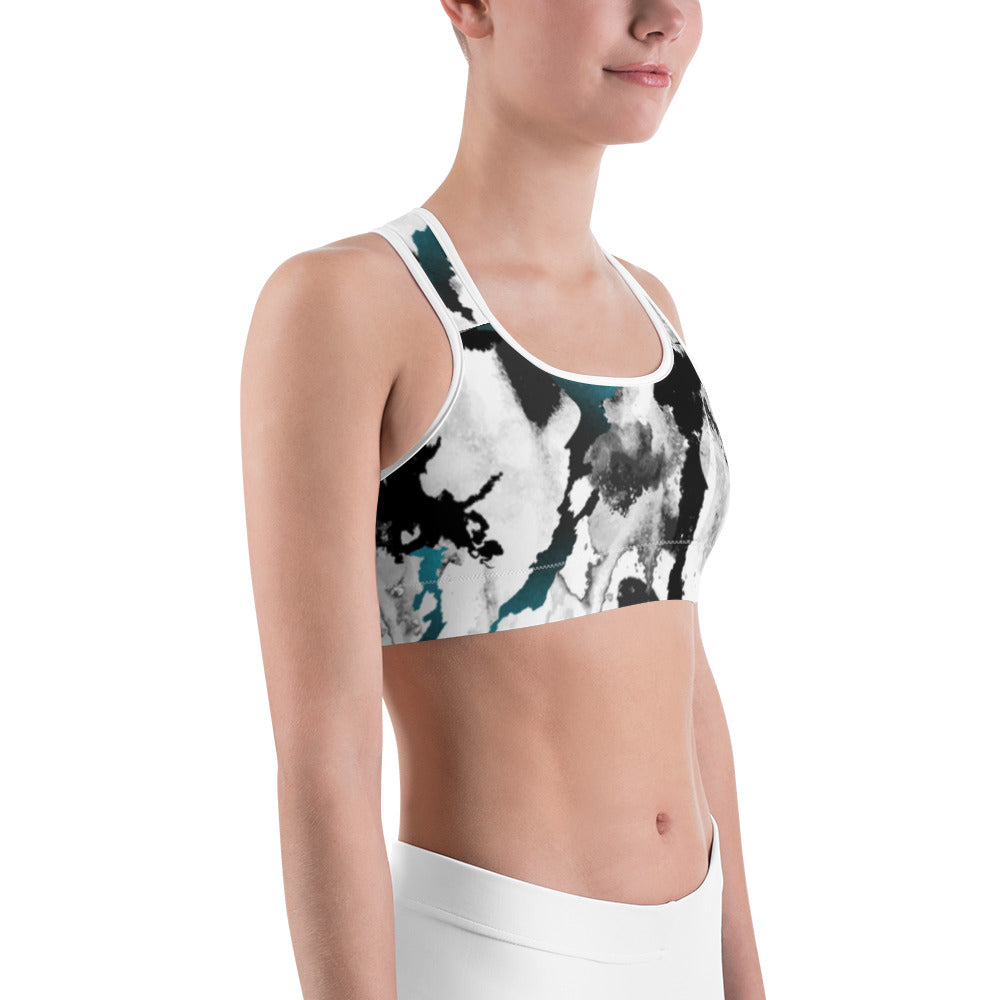 Marble Teal | Sports bra