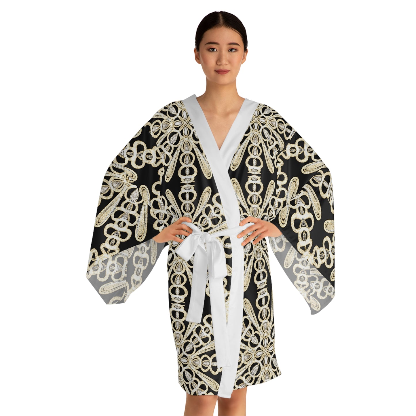 Long Sleeve Kimono Robe Diamonds & Pearls