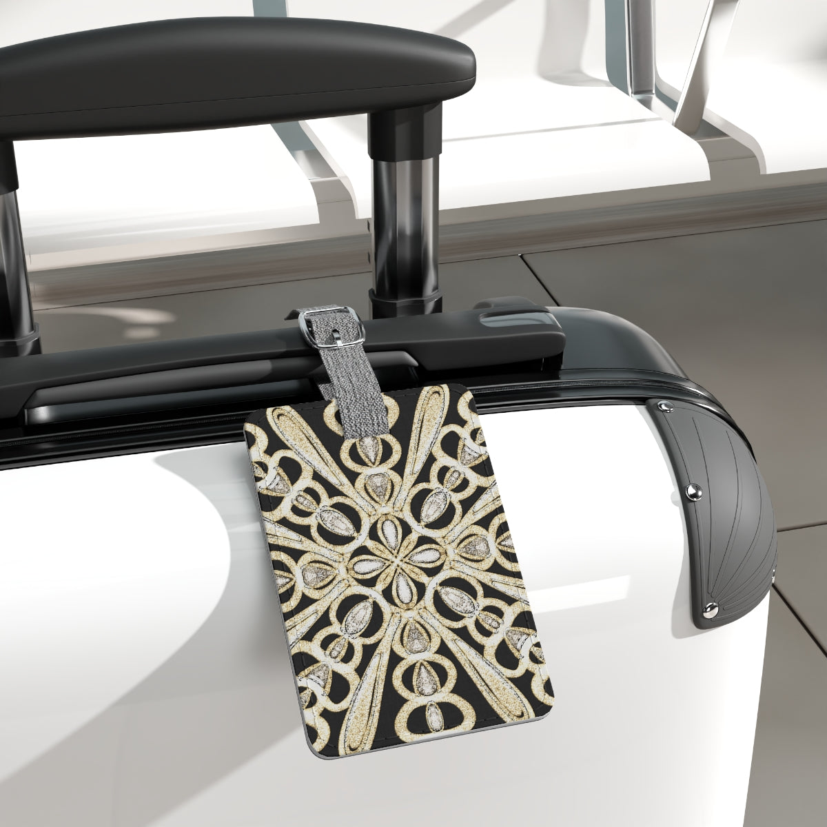 Saffiano Polyester Luggage Tag, Diamonds and Pearls