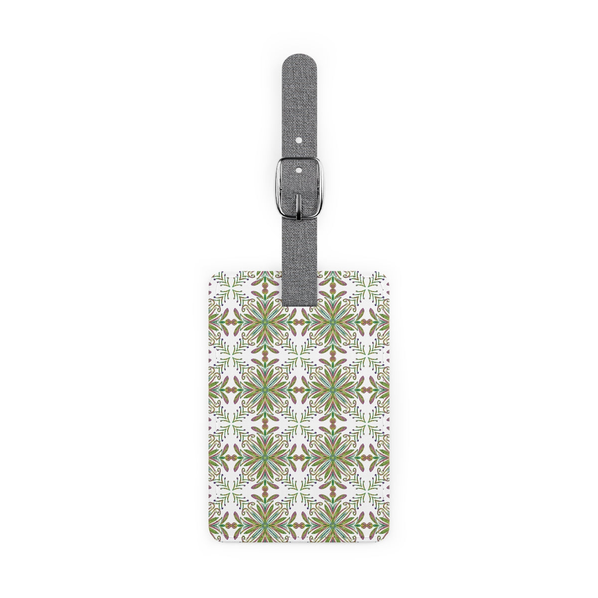 Saffiano Polyester Luggage Tag, Rectangle, Floral Glitter