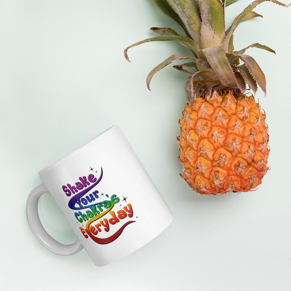 Shake Your Chakra | White glossy mug